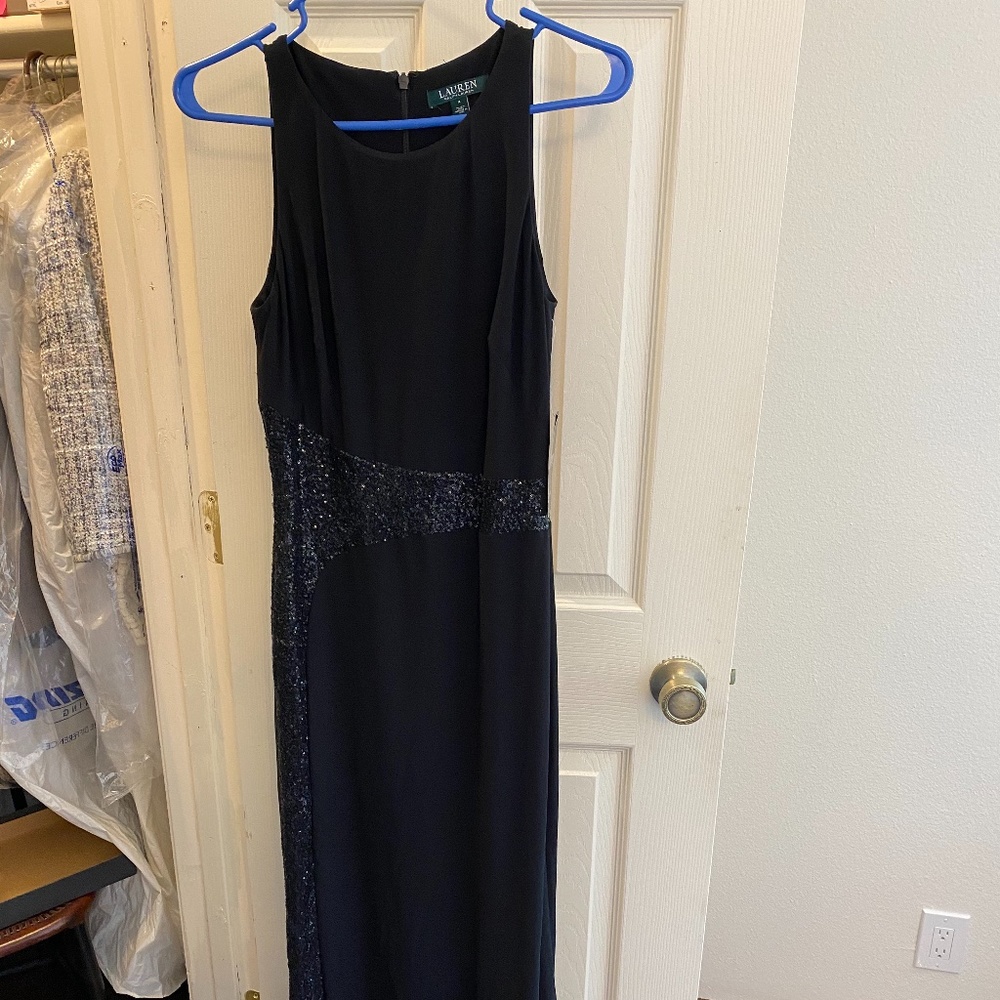 Ralph Lauren black jersey and black sequin gown